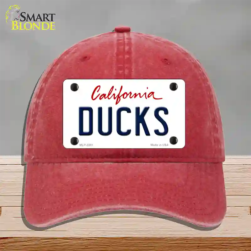 Ducks California State Novelty License Plate Hat Unconstructed Cotton / Red