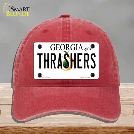 Thrashers Georgia State Novelty License Plate Hat Unconstructed Cotton / Red