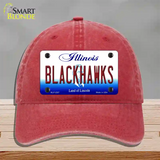 Blackhawks Illinois State Novelty License Plate Hat Unconstructed Cotton / Red