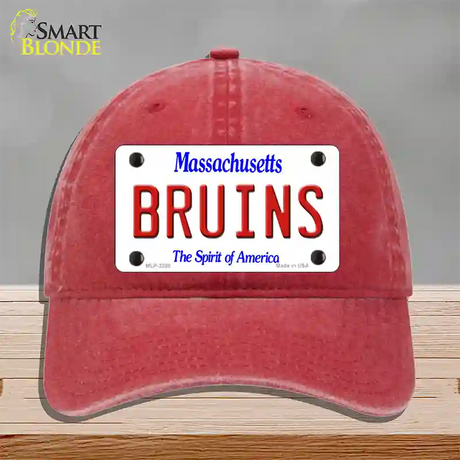 Bruins Massachusetts State Novelty License Plate Hat Unconstructed Cotton / Red