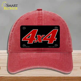 4 X 4 Black Novelty License Plate Hat Unconstructed Cotton / Red