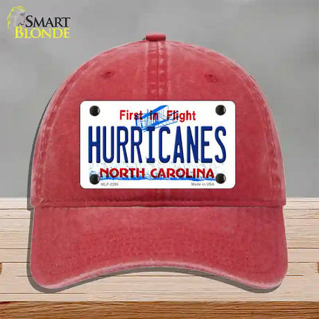 Hurricanes North Carolina State Novelty License Plate Hat Unconstructed Cotton / Red