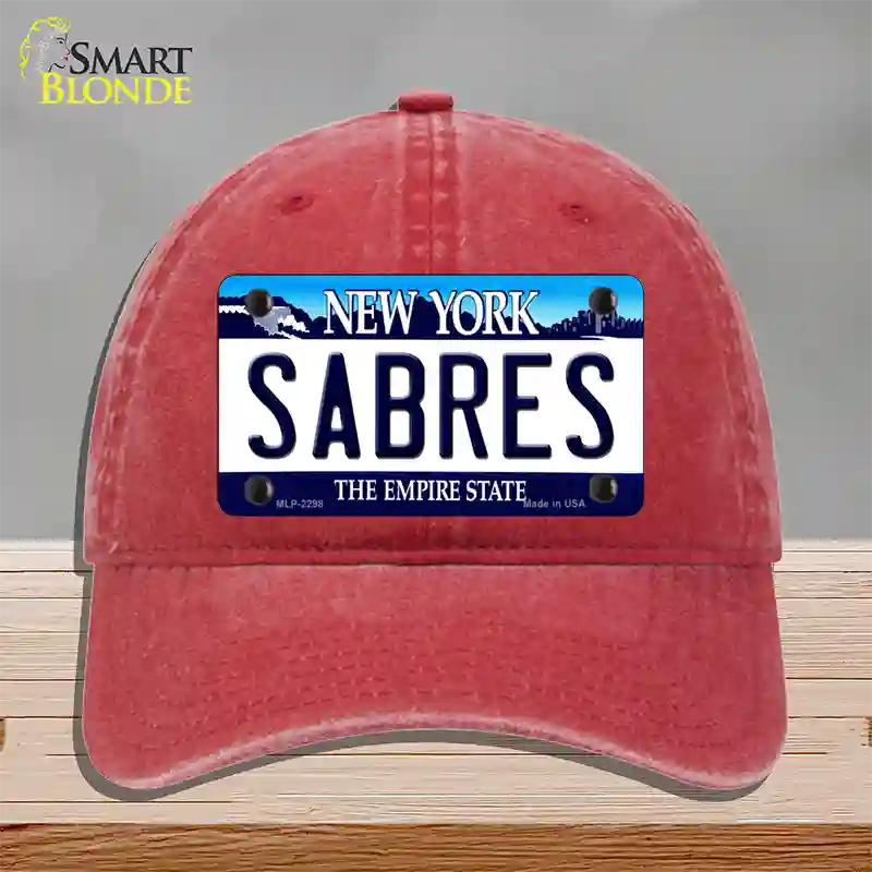 Sabres New York State Novelty License Plate Hat Unconstructed Cotton / Red