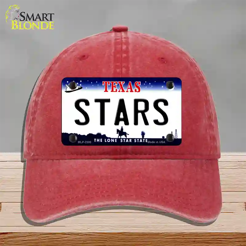 Stars Texas State Novelty License Plate Hat Unconstructed Cotton / Red