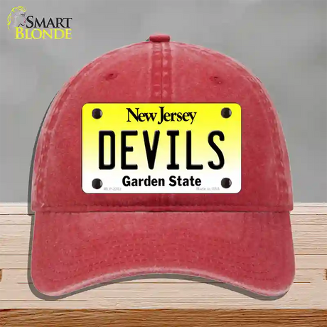 Devils New Jersey State Novelty License Plate Hat Unconstructed Cotton / Red