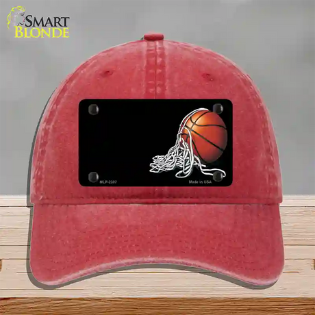 Basketball With Net Offset Novelty License Plate Hat Unconstructed Cotton / Red