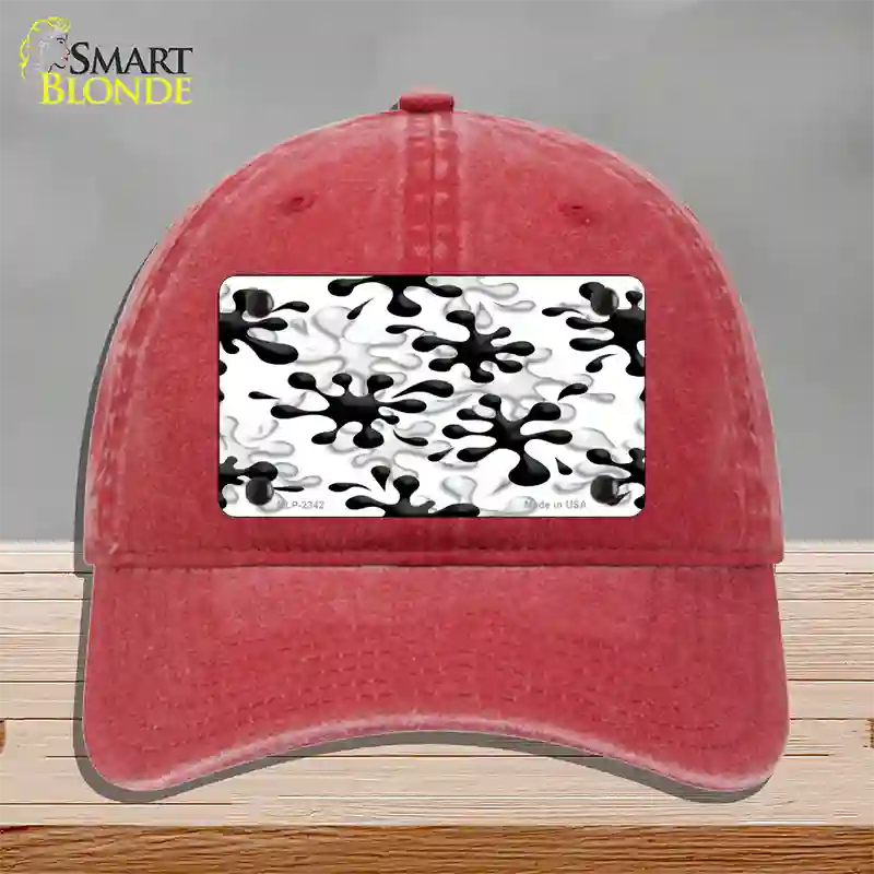 Splatter Black White Novelty License Plate Hat Unconstructed Cotton / Red