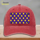 Yellow Polka Dots Purple Novelty License Plate Hat Unconstructed Cotton / Red