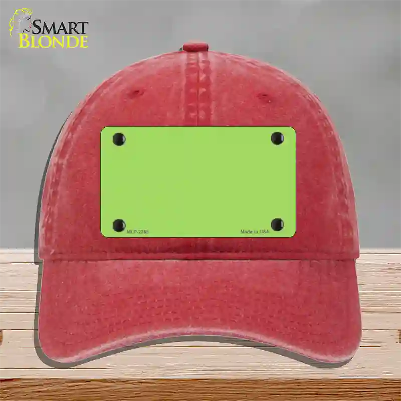 Lime Green Solid Novelty License Plate Hat Unconstructed Cotton / Red