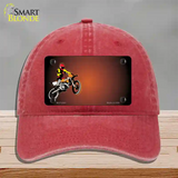 Dirt Bike Rider Offset Novelty License Plate Hat Unconstructed Cotton / Red