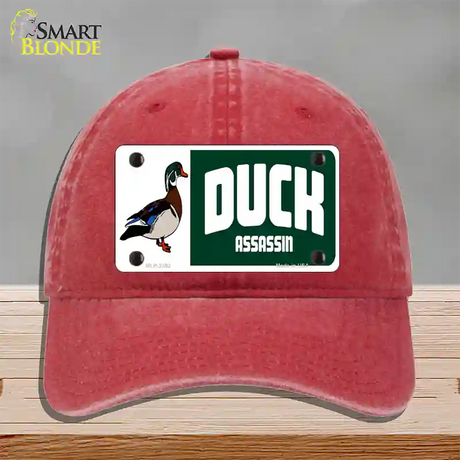 Duck Assassin Novelty License Plate Hat Unconstructed Cotton / Red