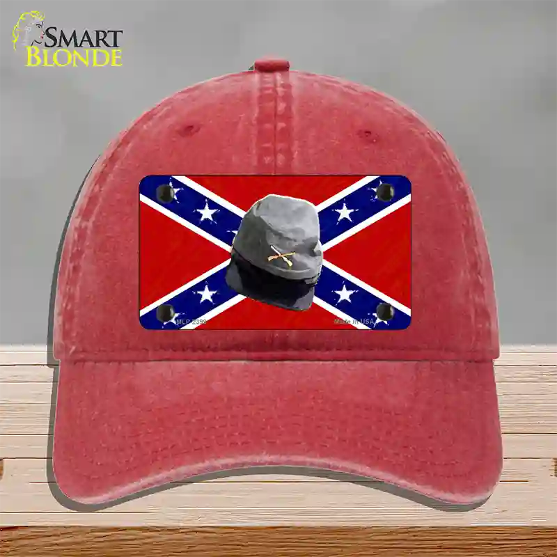 Confederate Army Cap Novelty License Plate Hat Unconstructed Cotton / Red