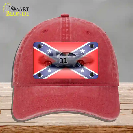 Confederate Flag Charger Novelty License Plate Hat Unconstructed Cotton / Red