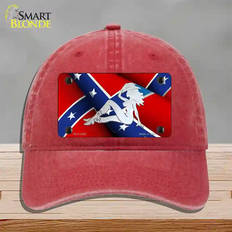 Rebel Flag Mudflap Cowgirl Novelty License Plate Hat Unconstructed Cotton / Red