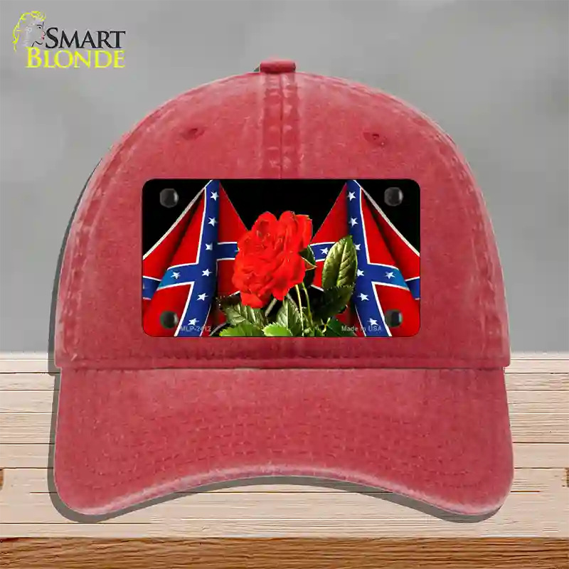 Rebel Rose Novelty License Plate Hat Unconstructed Cotton / Red