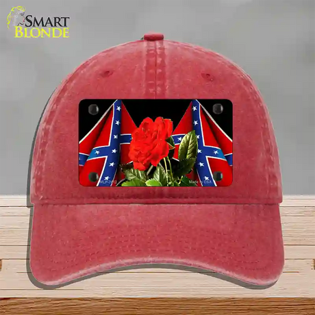 Rebel Rose Novelty License Plate Hat Unconstructed Cotton / Red