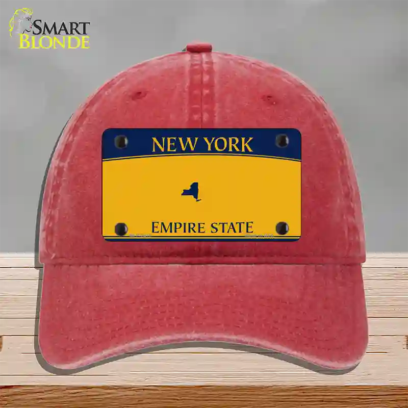 New York State Blanks Novelty License Plate Hat Unconstructed Cotton / Red