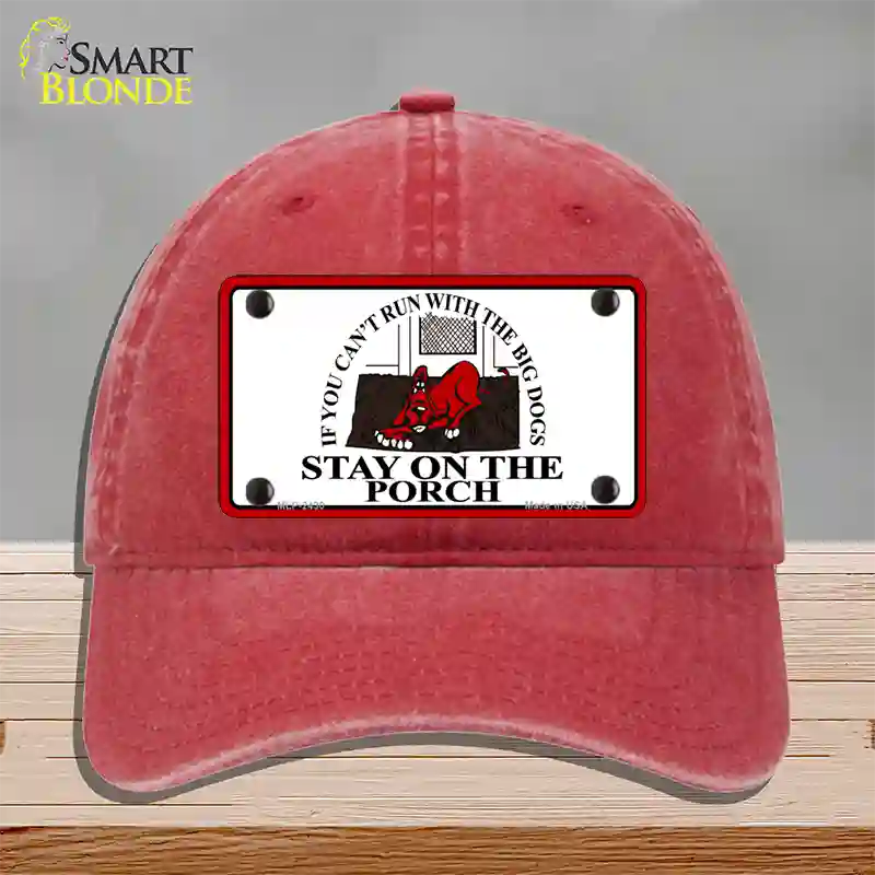 Cant Run With The Big Dogs Novelty License Plate Hat Unconstructed Cotton / Red