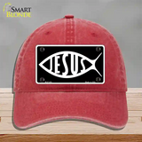 Jesus Fish Novelty License Plate Hat Unconstructed Cotton / Red