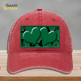 Green Black Giraffe Green Centered Hearts Novelty License Plate Hat Unconstructed Cotton / Red