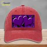 Purple Black Giraffe Purple Centered Hearts Novelty License Plate Hat Unconstructed Cotton / Red