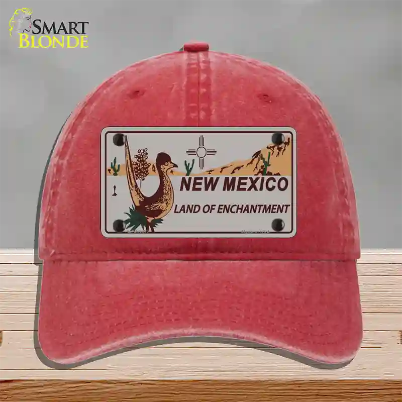 Roadrunner Gray New Mexico Novelty License Plate Hat Unconstructed Cotton / Red