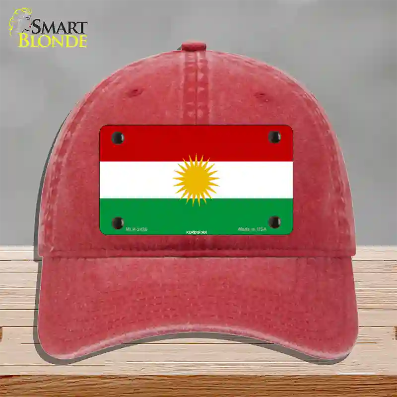 Kurdistan Flag Novelty License Plate Hat Unconstructed Cotton / Red