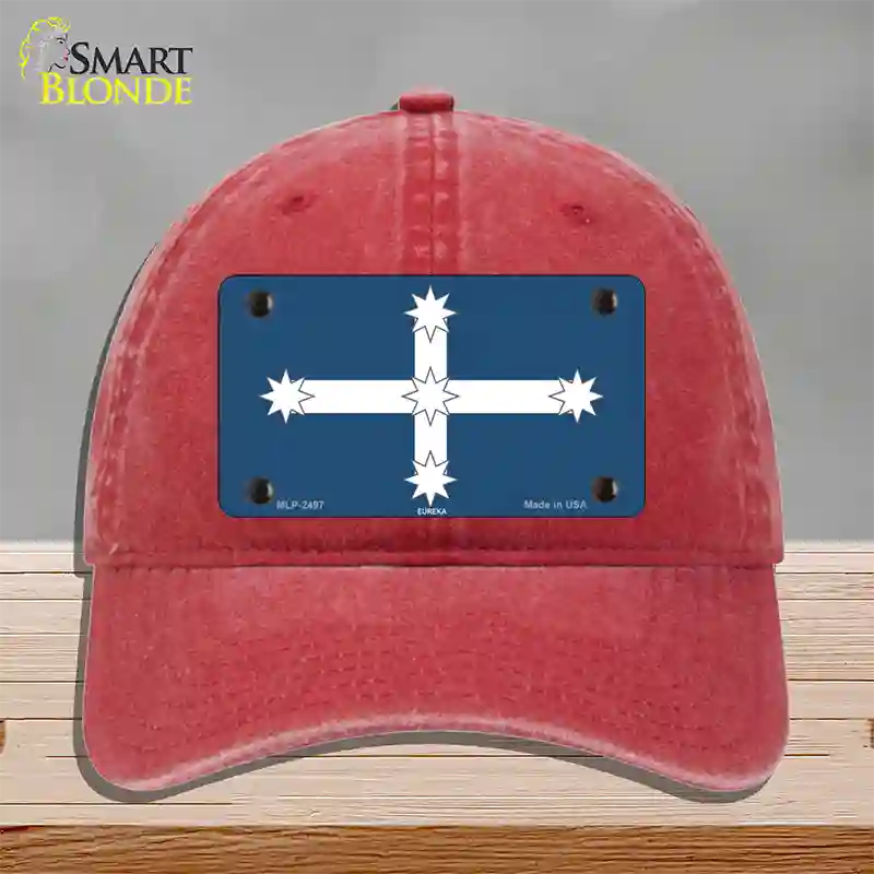 Eureka Flag Novelty License Plate Hat Unconstructed Cotton / Red