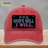 If Its Gods Will Novelty License Plate Hat Unconstructed Cotton / Red