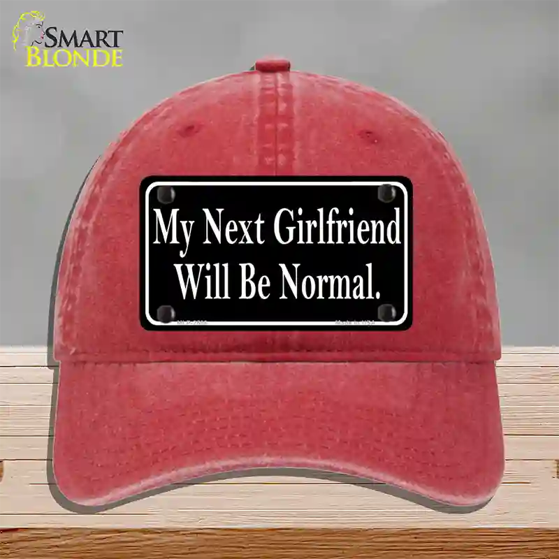 My Next Girlfriend Novelty License Plate Hat Unconstructed Cotton / Red