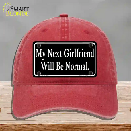 My Next Girlfriend Novelty License Plate Hat Unconstructed Cotton / Red