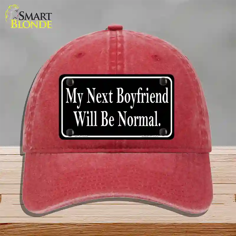 My Next Boyfriend Novelty License Plate Hat Unconstructed Cotton / Red