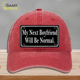 My Next Boyfriend Novelty License Plate Hat Unconstructed Cotton / Red