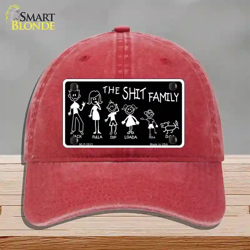 The Shit Family Novelty License Plate Hat Unconstructed Cotton / Red