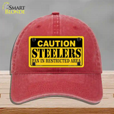 Caution Steelers Novelty License Plate Hat Unconstructed Cotton / Red