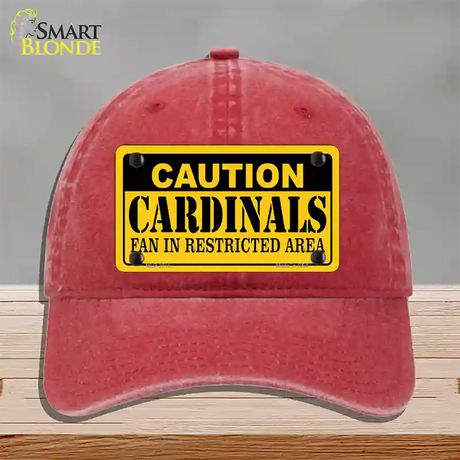 Caution Cardinals Novelty License Plate Hat Unconstructed Cotton / Red