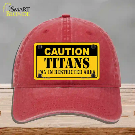 Caution Titans Novelty License Plate Hat Unconstructed Cotton / Red