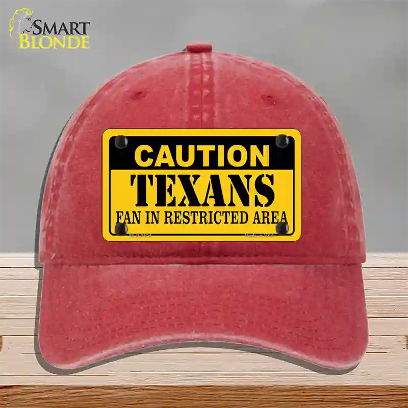 Caution Texans Novelty License Plate Hat Unconstructed Cotton / Red