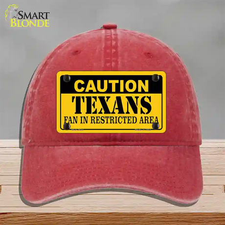 Caution Texans Novelty License Plate Hat Unconstructed Cotton / Red