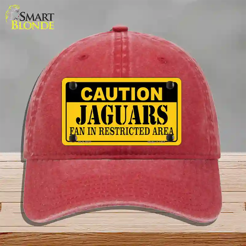 Caution Jaguars Novelty License Plate Hat Unconstructed Cotton / Red