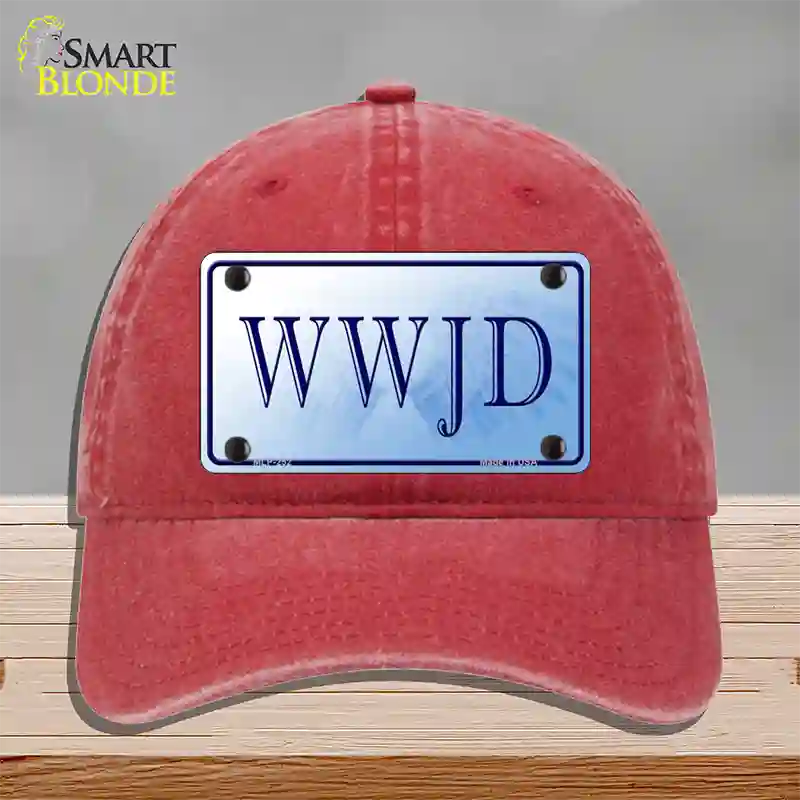 WWJD Novelty License Plate Hat Unconstructed Cotton / Red