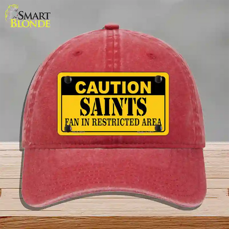 Caution Saints Novelty License Plate Hat Unconstructed Cotton / Red