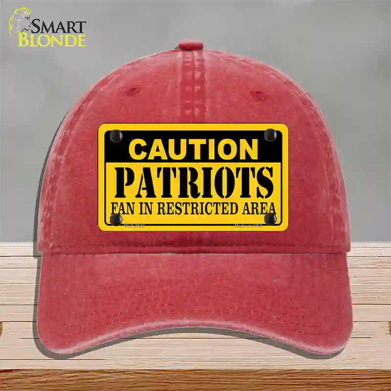 Caution Patriots Novelty License Plate Hat Unconstructed Cotton / Red