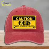 Caution 49ers Novelty License Plate Hat Unconstructed Cotton / Red