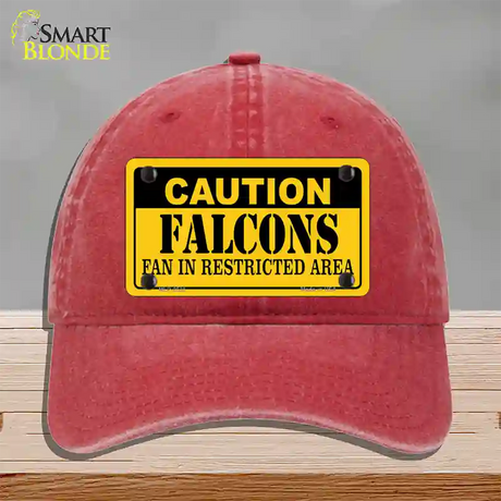 Caution Falcons Novelty License Plate Hat Unconstructed Cotton / Red