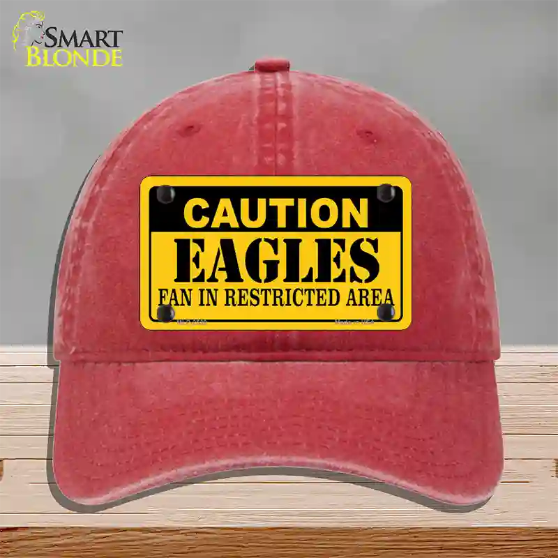 Caution Eagles Novelty License Plate Hat Unconstructed Cotton / Red