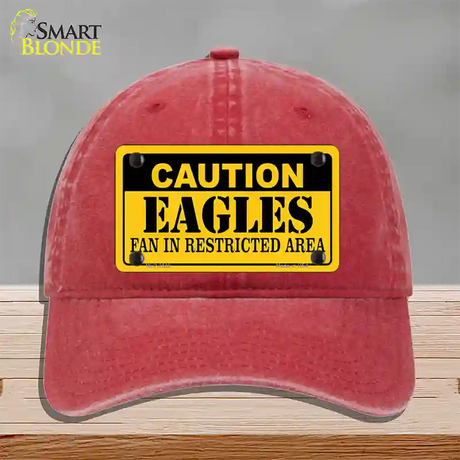 Caution Eagles Novelty License Plate Hat Unconstructed Cotton / Red