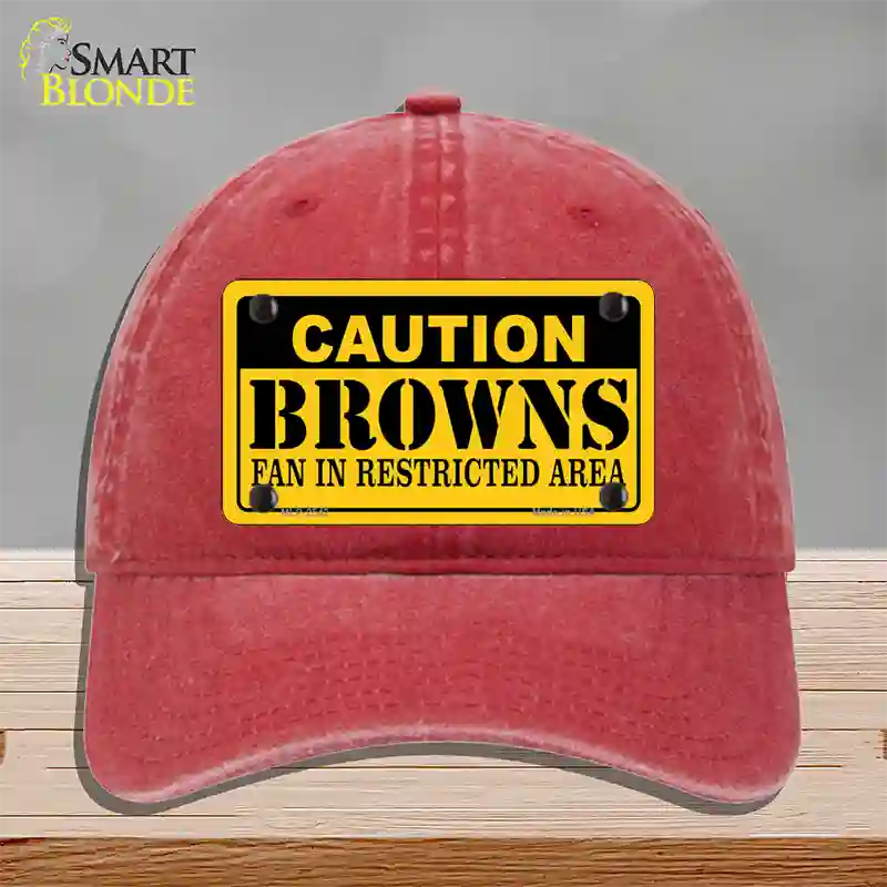 Caution Browns Novelty License Plate Hat Unconstructed Cotton / Red