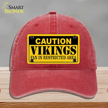 Caution Vikings Novelty License Plate Hat Unconstructed Cotton / Red