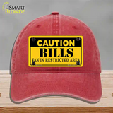 Caution Bills Novelty License Plate Hat Unconstructed Cotton / Red